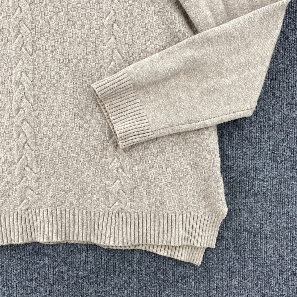 Cyrus Sweater Women XL Beige Cable Knit Basketweave Pullover Cozy Minimalist - Picture 6 of 9